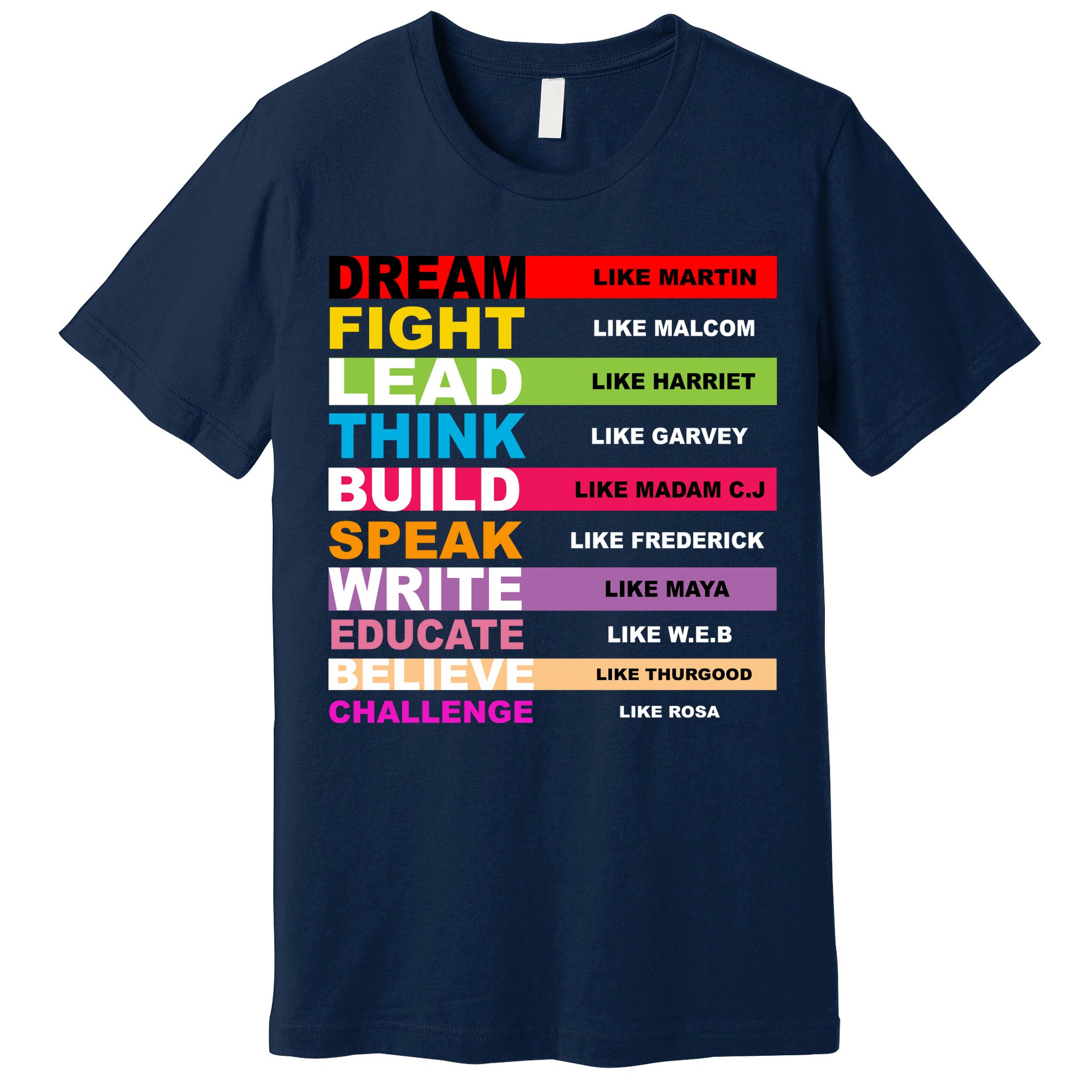 Dream Like Martin Fight Like Malcom Black History Month Premium T-Shirt