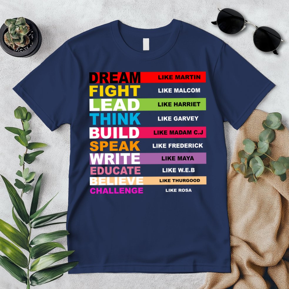 Dream Like Martin Fight Like Malcom Black History Month Premium T-Shirt