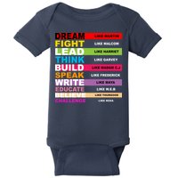 Dream Like Martin Fight Like Malcom Black History Month Baby Bodysuit