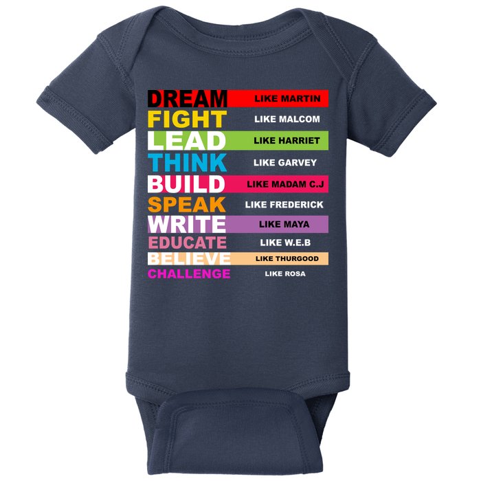 Dream Like Martin Fight Like Malcom Black History Month Baby Bodysuit