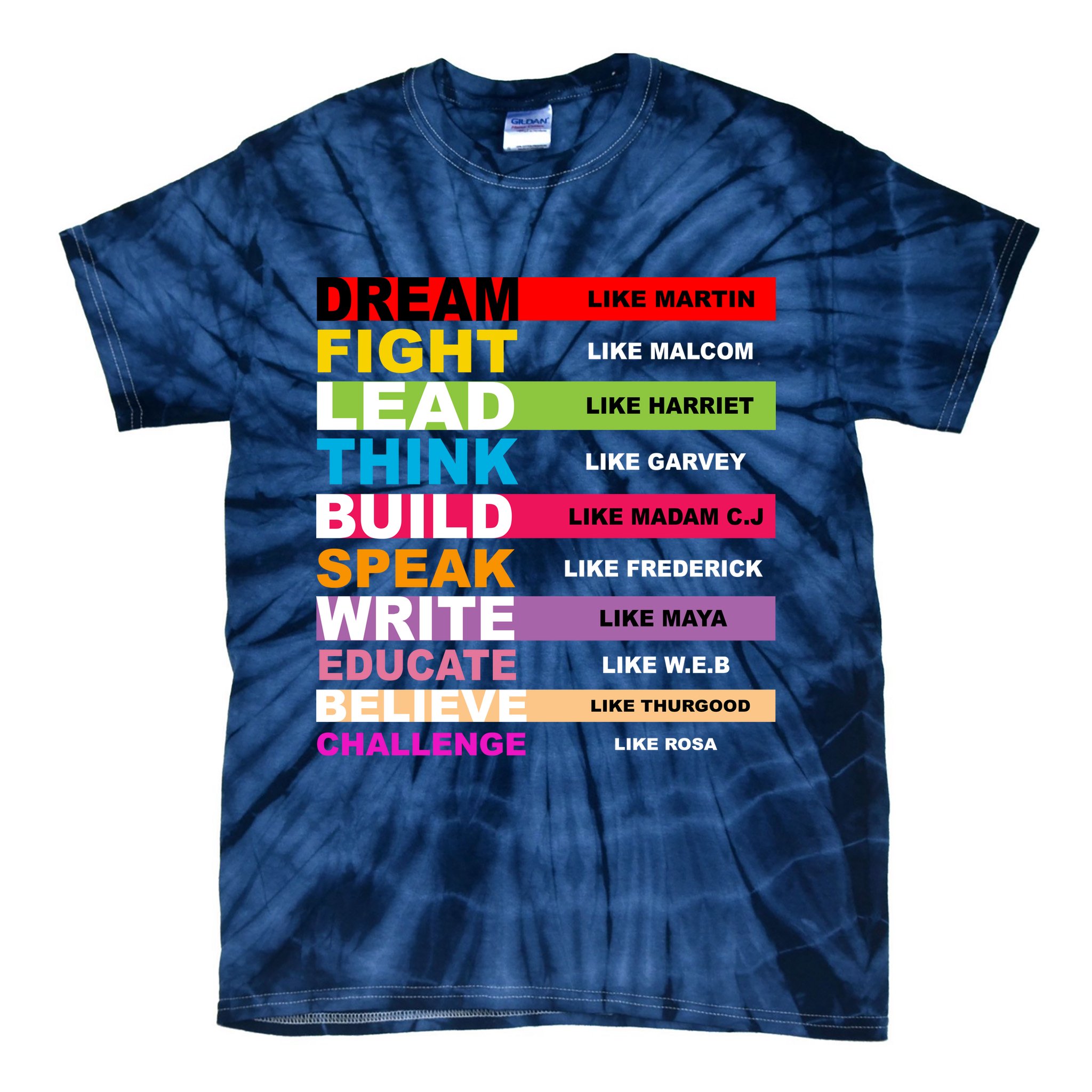 Dream Like Martin Fight Like Malcom Black History Month Tie-Dye T-Shirt
