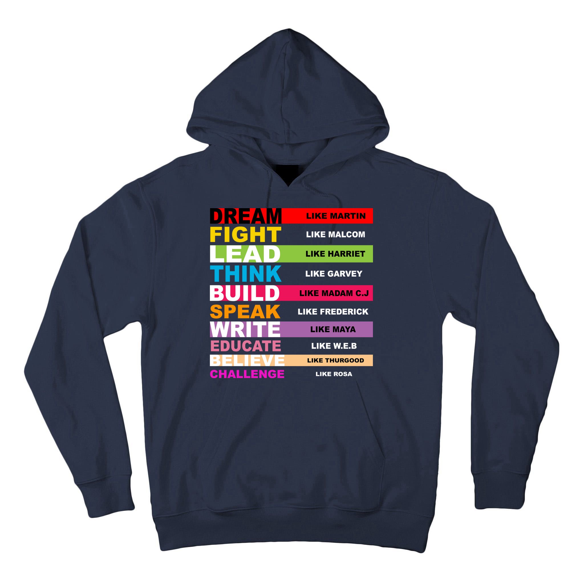 Dream Like Martin Fight Like Malcom Black History Month Tall Hoodie