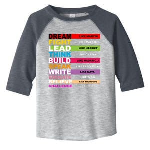 Dream Like Martin Fight Like Malcom Black History Month Toddler Fine Jersey T-Shirt