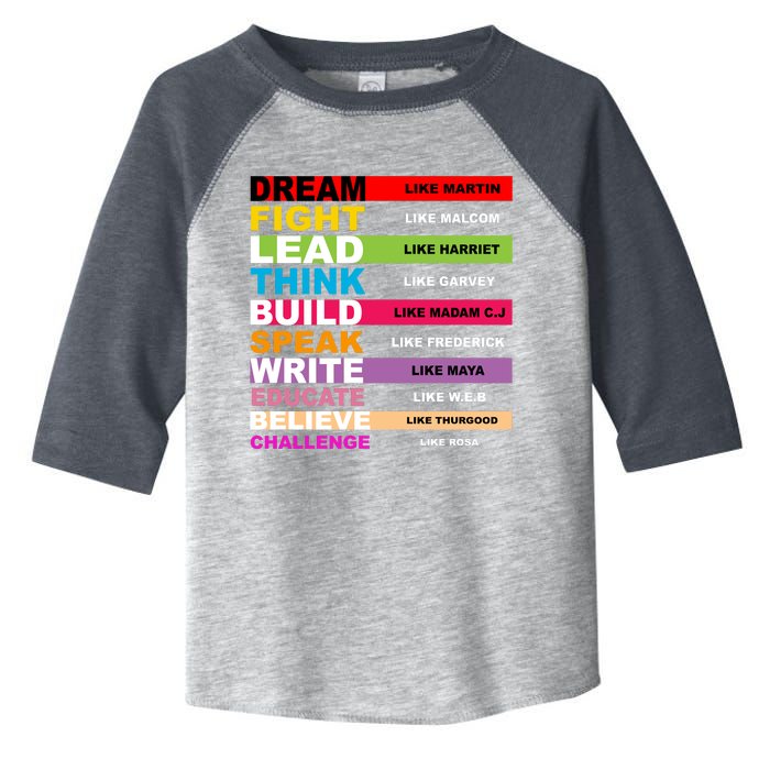 Dream Like Martin Fight Like Malcom Black History Month Toddler Fine Jersey T-Shirt