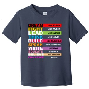 Dream Like Martin Fight Like Malcom Black History Month Toddler T-Shirt