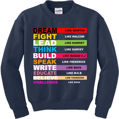 Dream Like Martin Fight Like Malcom Black History Month Kids Sweatshirt