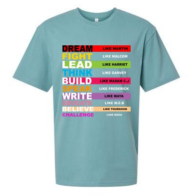 Dream Like Martin Fight Like Malcom Black History Month Sueded Cloud Jersey T-Shirt