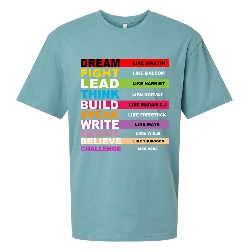 Dream Like Martin Fight Like Malcom Black History Month Sueded Cloud Jersey T-Shirt