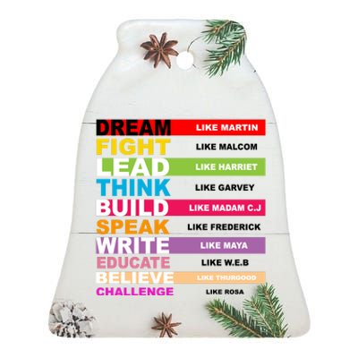 Dream Like Martin Fight Like Malcom Black History Month Ceramic Bell Ornament