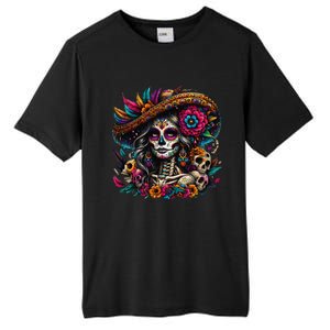 De Los Muertos La Catrina Day Of The Dead Sugar Skull Women Tall Fusion ChromaSoft Performance T-Shirt