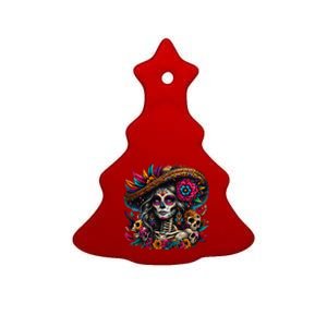 De Los Muertos La Catrina Day Of The Dead Sugar Skull Women Ceramic Tree Ornament