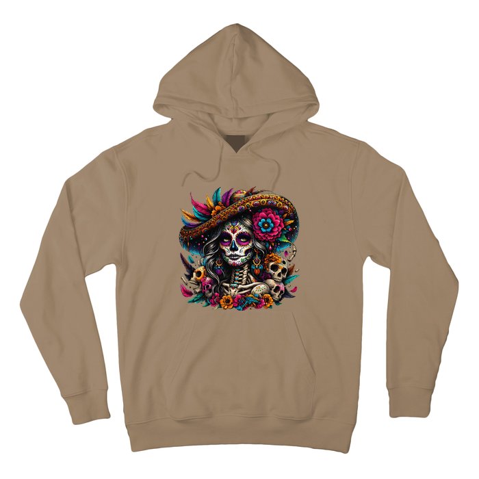 De Los Muertos La Catrina Day Of The Dead Sugar Skull Women Hoodie