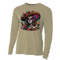 De Los Muertos La Catrina Day Of The Dead Sugar Skull Women Cooling Performance Long Sleeve Crew