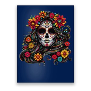 De Los Muertos La Catrina Day Of The Dead Floral Sugar Skull Poster