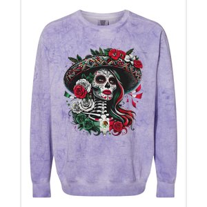 De Los Muertos La Catrina Day Of The Dead Sugar Skull Women Colorblast Crewneck Sweatshirt