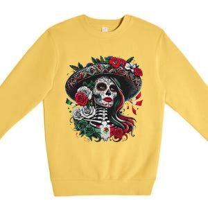 De Los Muertos La Catrina Day Of The Dead Sugar Skull Women Premium Crewneck Sweatshirt