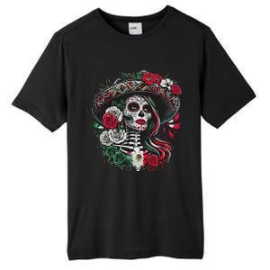 De Los Muertos La Catrina Day Of The Dead Sugar Skull Women Tall Fusion ChromaSoft Performance T-Shirt