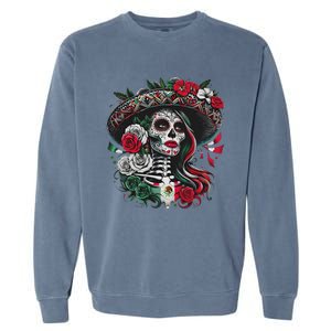 De Los Muertos La Catrina Day Of The Dead Sugar Skull Women Garment-Dyed Sweatshirt