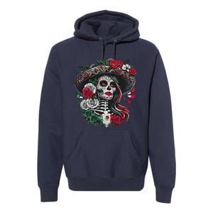 De Los Muertos La Catrina Day Of The Dead Sugar Skull Women Premium Hoodie