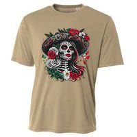 De Los Muertos La Catrina Day Of The Dead Sugar Skull Women Cooling Performance Crew T-Shirt