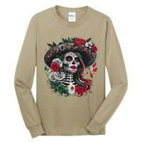 De Los Muertos La Catrina Day Of The Dead Sugar Skull Women Tall Long Sleeve T-Shirt