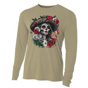 De Los Muertos La Catrina Day Of The Dead Sugar Skull Women Cooling Performance Long Sleeve Crew