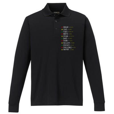 Dream Like Martin Lead Like Harriet Black History Month Performance Long Sleeve Polo