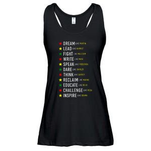 Dream Like Martin Lead Like Harriet Black History Month Ladies Essential Flowy Tank