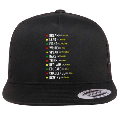 Dream Like Martin Lead Like Harriet Black History Month Flat Bill Trucker Hat