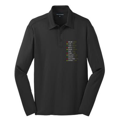 Dream Like Martin Lead Like Harriet Black History Month Silk Touch Performance Long Sleeve Polo