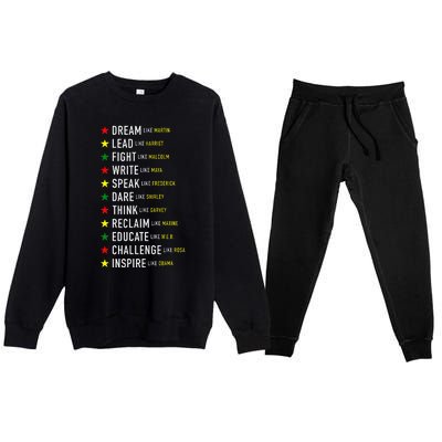 Dream Like Martin Lead Like Harriet Black History Month Premium Crewneck Sweatsuit Set