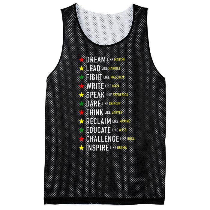 Dream Like Martin Lead Like Harriet Black History Month Mesh Reversible Basketball Jersey Tank