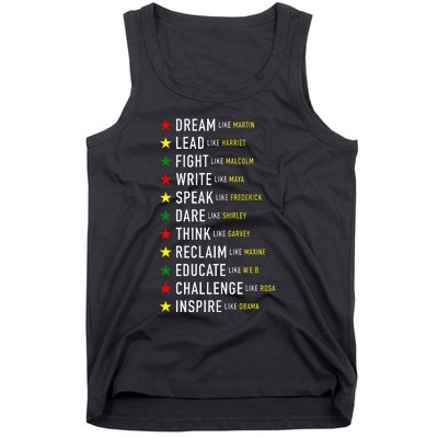 Dream Like Martin Lead Like Harriet Black History Month Tank Top