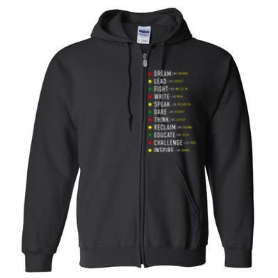 Dream Like Martin Lead Like Harriet Black History Month Full Zip Hoodie