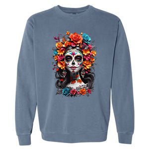 De Los Muertos La Catrina Day Of The Dead Sugar Skull Women Garment-Dyed Sweatshirt