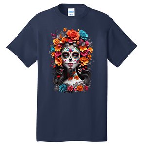 De Los Muertos La Catrina Day Of The Dead Sugar Skull Women Tall T-Shirt