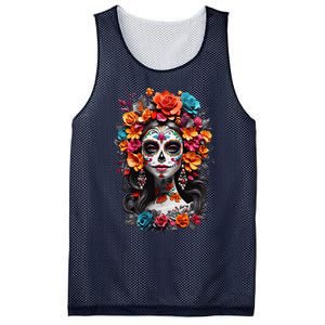 De Los Muertos La Catrina Day Of The Dead Sugar Skull Women Mesh Reversible Basketball Jersey Tank