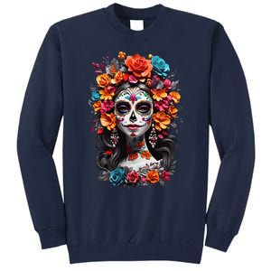 De Los Muertos La Catrina Day Of The Dead Sugar Skull Women Tall Sweatshirt