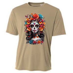 De Los Muertos La Catrina Day Of The Dead Sugar Skull Women Cooling Performance Crew T-Shirt