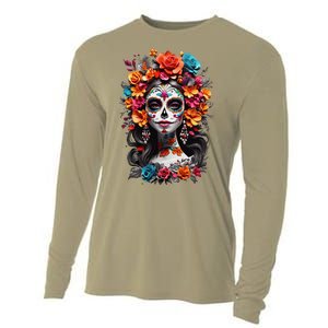 De Los Muertos La Catrina Day Of The Dead Sugar Skull Women Cooling Performance Long Sleeve Crew