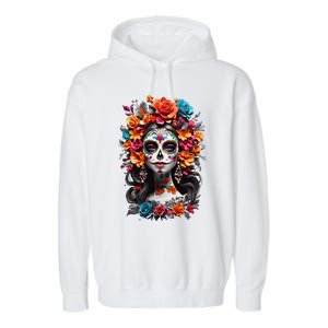 De Los Muertos La Catrina Day Of The Dead Sugar Skull Women Garment-Dyed Fleece Hoodie