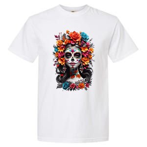 De Los Muertos La Catrina Day Of The Dead Sugar Skull Women Garment-Dyed Heavyweight T-Shirt