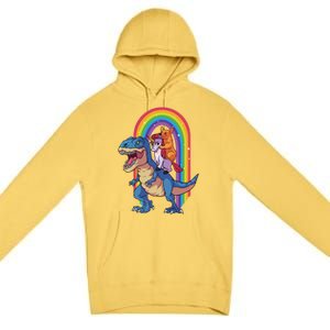 Dog Lovers Magical Tees Corgi And Unicorn Riding A Dinosaur Gift Premium Pullover Hoodie