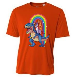 Dog Lovers Magical Tees Corgi And Unicorn Riding A Dinosaur Gift Cooling Performance Crew T-Shirt