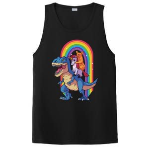 Dog Lovers Magical Tees Corgi And Unicorn Riding A Dinosaur Gift PosiCharge Competitor Tank