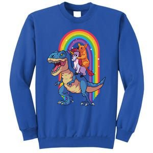 Dog Lovers Magical Tees Corgi And Unicorn Riding A Dinosaur Gift Sweatshirt