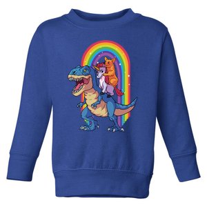 Dog Lovers Magical Tees Corgi And Unicorn Riding A Dinosaur Gift Toddler Sweatshirt