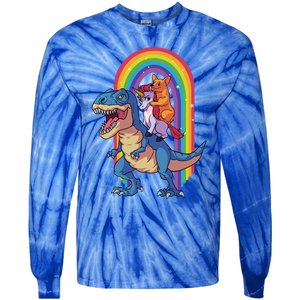 Dog Lovers Magical Tees Corgi And Unicorn Riding A Dinosaur Gift Tie-Dye Long Sleeve Shirt