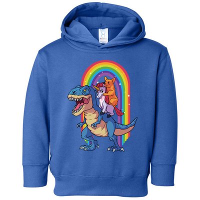 Dog Lovers Magical Tees Corgi And Unicorn Riding A Dinosaur Gift Toddler Hoodie