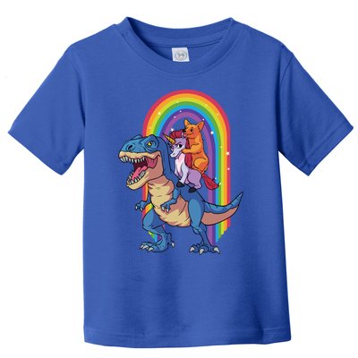 Dog Lovers Magical Tees Corgi And Unicorn Riding A Dinosaur Gift Toddler T-Shirt